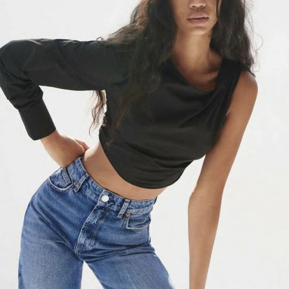 NWT Zara draped poplin asymmetric crop top